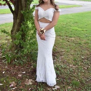 Beautiful White Sequined Prom Dress